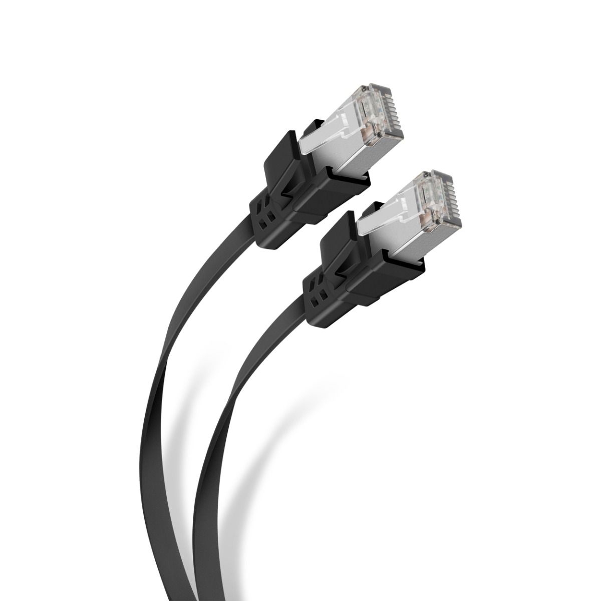 Cable Ethernet STP CAT 6A, de 90 cm, plano, negro Stere