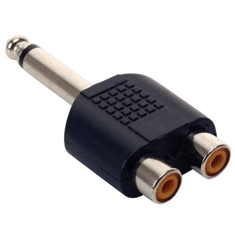 cable est/éreo Adaptador de jack est/éreo de 6,3 mm a 2 conectores RCA hembra Audio Vitalco 2 x RCA hembra a conector jack macho