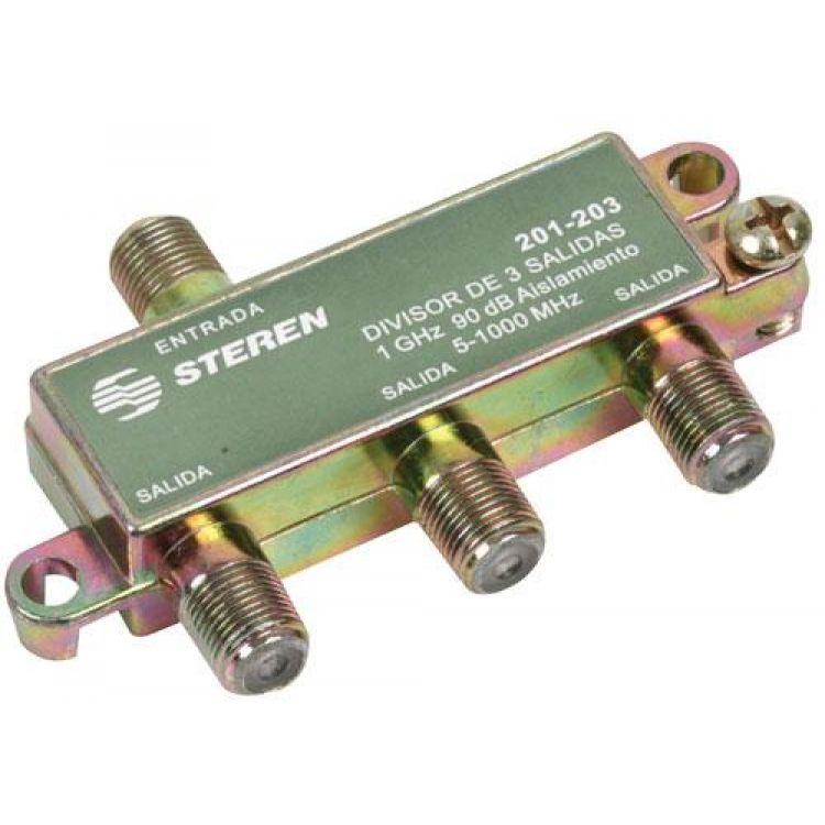 Splitter de 3 salidas, de 75 Ohms, 1 GHz, 90 dB