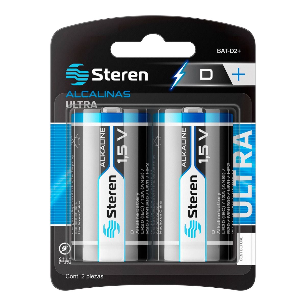 Paquete de 2 pilas alcalinas Ultra “D”