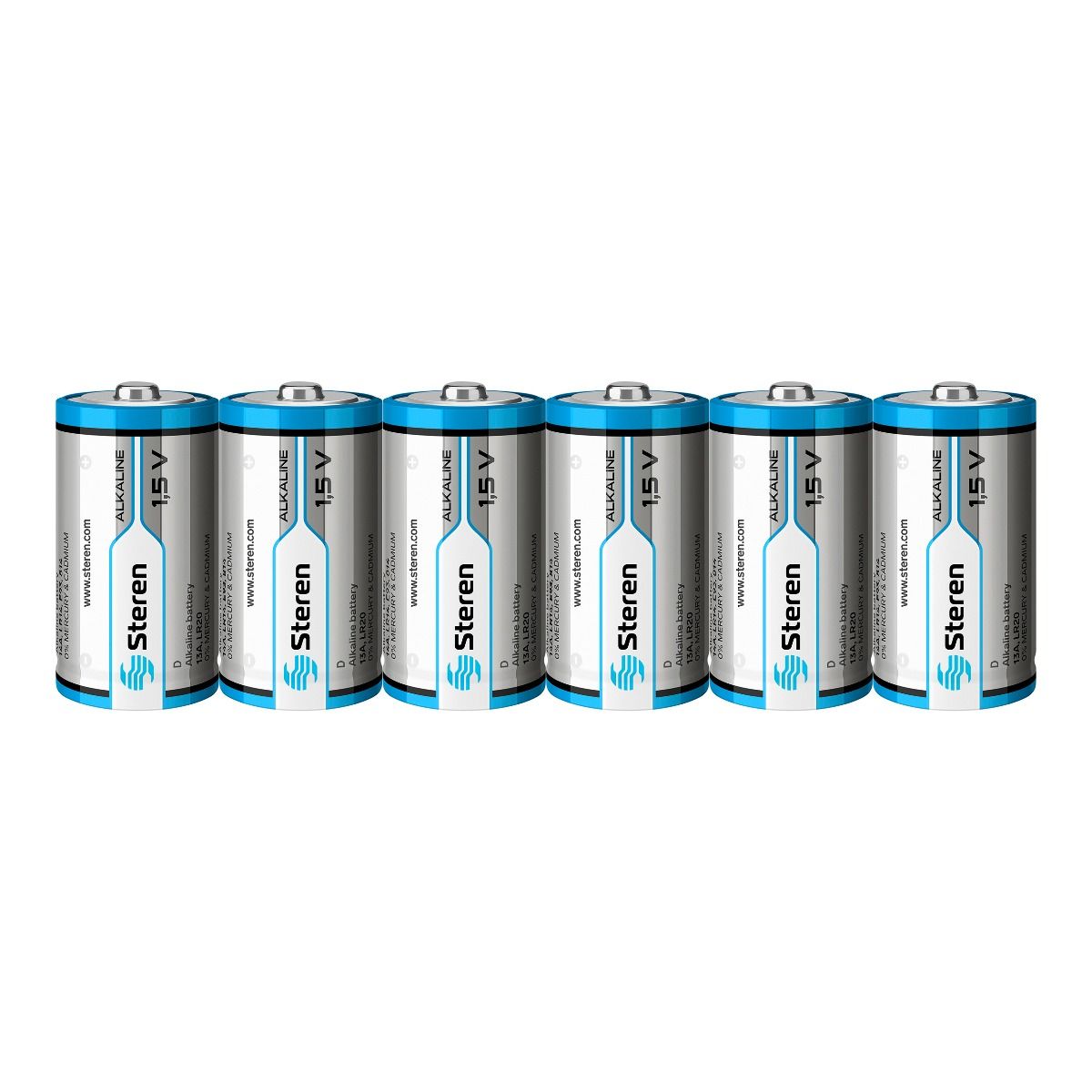 Paquete de 6 pilas alcalinas "D"