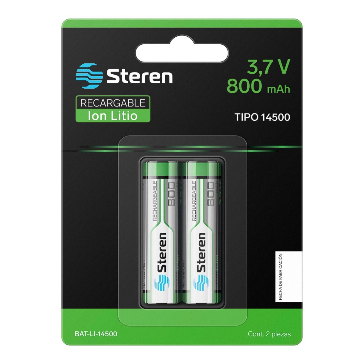 2 baterías recargables Li-ion 800 mAh tipo 14500