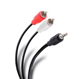 Cable plug 3,5 mm a 2 plug RCA de 15 cm, ultradelgado