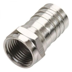 Conector macho tipo "F" para cable RG6, con anillo largo
