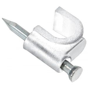 Grapa para cable coaxial RG6, blanca