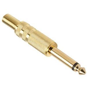 Plug de audio de 6,3 mm, monoaural, metálico, color oro