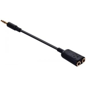 Adaptador “Y” de plug 3,5 mm a 2 jacks 3,5 mm, negro