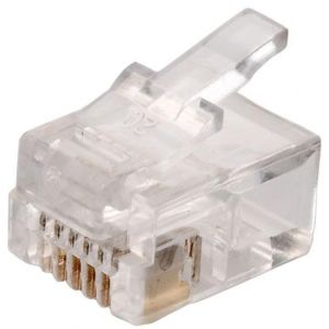 Plug telefónico modular RJ12 de 6 contactos para cable redondo