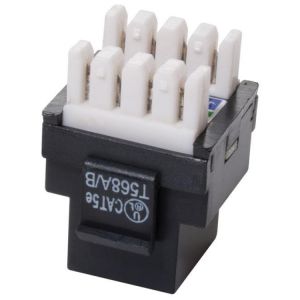 Jack RJ45 de 8 contactos a 180° CAT 5e, tipo Keystone, negro