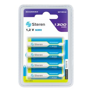 Paquete de 4 pilas recargables "AA" NiMH 1300 mAh