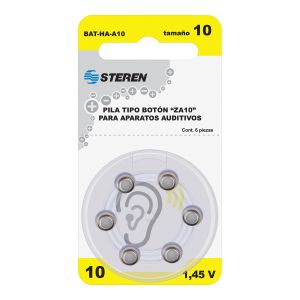 Pila tipo botón "ZA10" para aparatos auditivos
