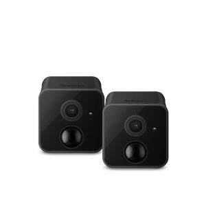 2 mini cámaras de seguridad Wi-Fi* 2 Mpx fija con batería recargable, compatible con asistentes de voz