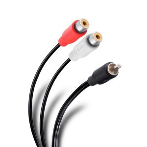 Cable RCA plug a 2 jacks, de 15 cm, ultradelgado