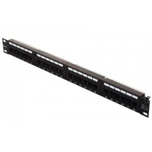 Panel de parcheo de 24 puertos Categoría 5e, para montaje en rack