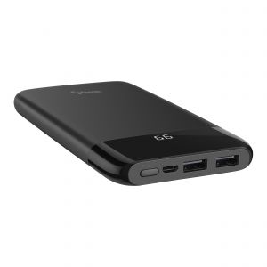 Power Bank de 8,000 mAh con 2 salidas USB y Anuncio luminoso Negro