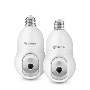 2 cámaras de seguridad Wi-Fi* 3 Mpx robotizadas con seguidor de movimiento para socket