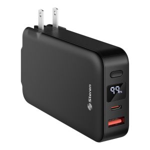 Cargador USB con Power Bank de 10,000 mAh, PD 20 W / QC 18 W con 1 salida USB C, 1 salida USB, cables integrados USB C y Lightning y clavija abatible