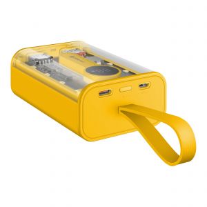 Power Bank de 10,000 mAh PD 22 W / QC 22 W con 1 salida USB C, 1 salida USB QC, 1 salida USB y linterna LED color amarillo