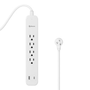 Regleta de 4 salidas verticales con supresor de picos (115 J) y cargador USB C / cargador USB