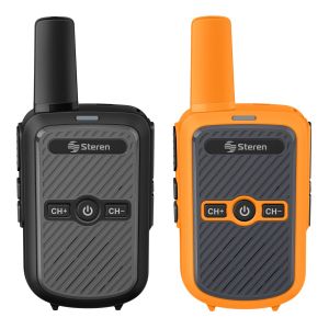 Kit de 2 radios intercomunicadores con cargador USB color negro con naranja